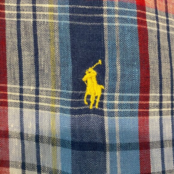 Ralph Lauren Polo Men's S/S Classic Plaid 100% Linen Button-Down Shirt L Pony - Picture 4 of 10